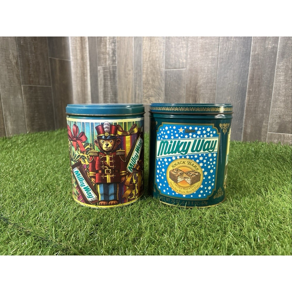 Lot of 2 Vintage Milky Way Candy Tins 1987‎ & 1994 Mars Collectible